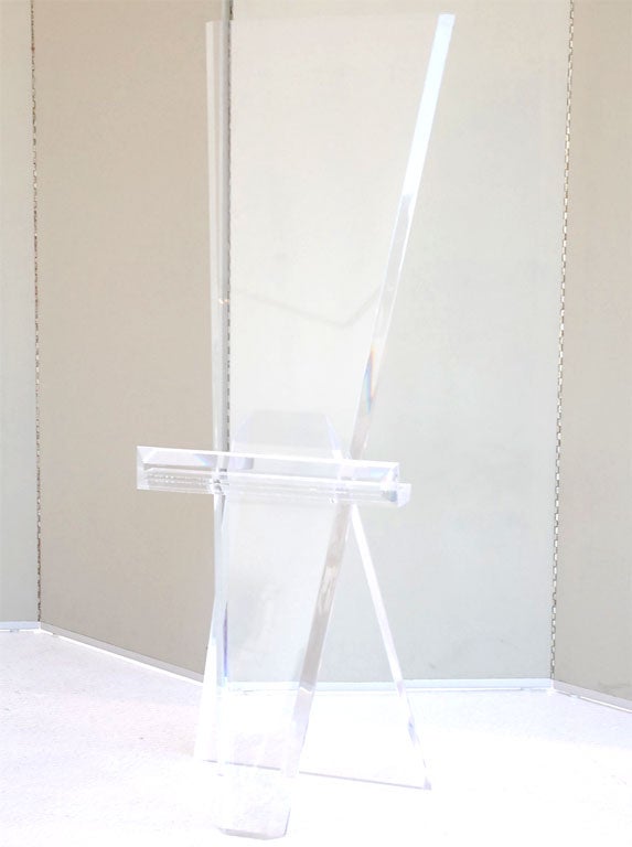 Unusual, large-scale modernist easel made of 1-inch thick lucite.  Designed to hold a substantial piece of art, the shelf is 2.5
