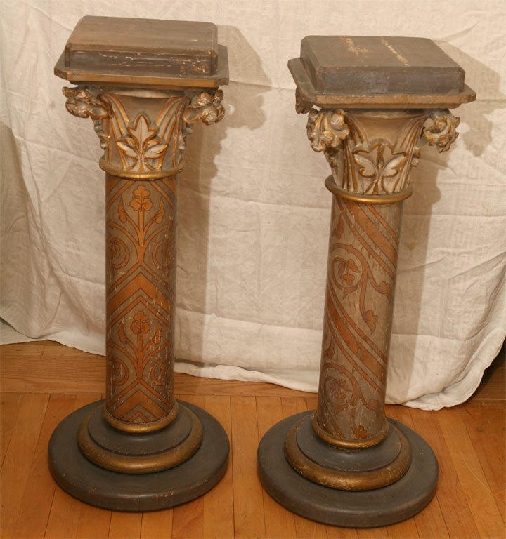 Paie of Gothic wood pedistals/ columns