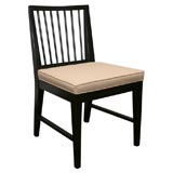 Set of Four Spindle Back Dining Chairs in Black Lacquer