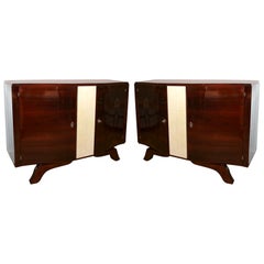 #4233 Pair of French 1940's Palisander & Parchment Buffets