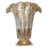 #4221 Gold Bubble Glass Vase. Signed Toso Murano