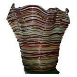 #4219 Large Multi Banded Murano Glass Vase