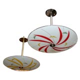 #4100A/B 'Modernist' Italian White Glass Pendant Lights