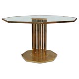 #4229 - Octagonal Reeded Bass Brass Coffee Table w/Glass Top
