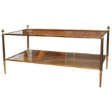 #4215 Bronze and Glass 2 Tier Coffee Table by Charles
