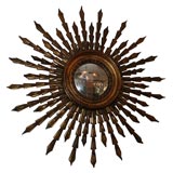 #4245 Gilt Wood Flame-Ray Sunburst Mirror.