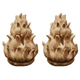 Pair Stone Flame Finials