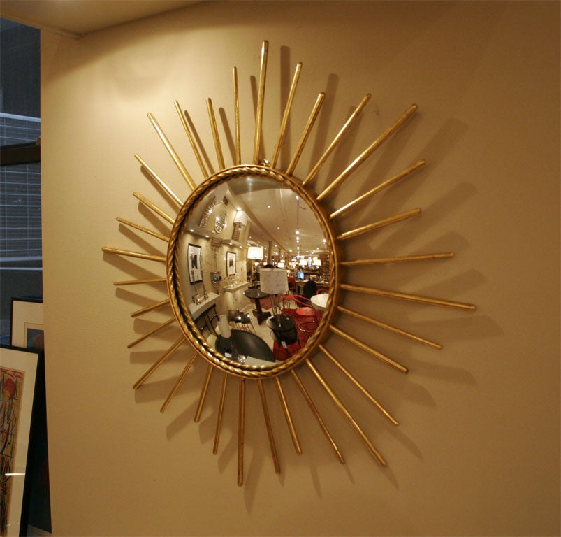 French Gilt Over Iron Starburst Mirror In Excellent Condition In Los Angeles, CA