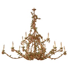 Rococo Style Tole Sixteen Light Chandelier