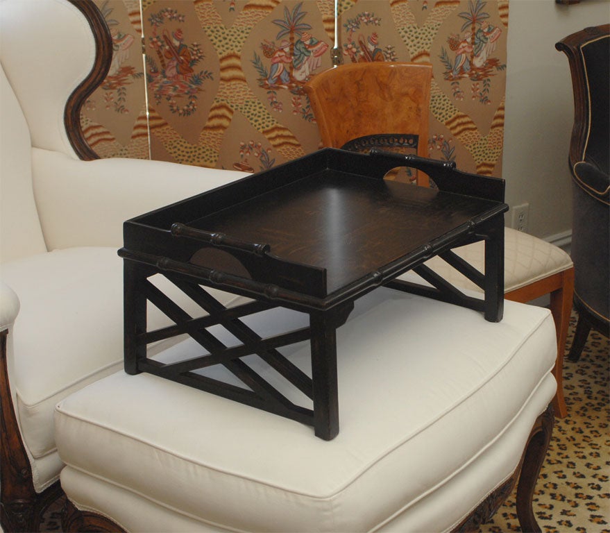 Black Chinese Decorated Bed Tray