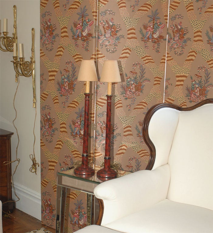 Pair of Hand Painted Candlestick Lamps