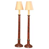 Vintage Pair of Hand Painted Candlestick Lamps