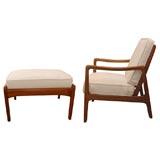 ELEGANT CHAIR AND OTTOMAN BY OLE WANSCHER