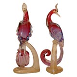 EXQUISITE PAIR OF MURANO BIRDS BY BAROVIER.