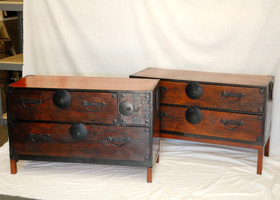 Pair of antique Tansu chests