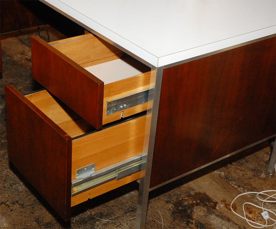 L Shaped Walnut Desk by Knoll 1