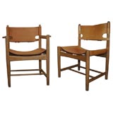 Set of Six Leather 'Spanish' Dining Chairs by Borge Mogensen