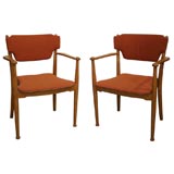 Pair of Early Beech Portex Chairs by Hvidt and Molgaard