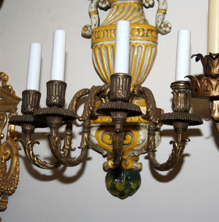 20th Century Set of four Caldwell enameled sconces