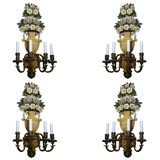 Set of four Caldwell enameled sconces