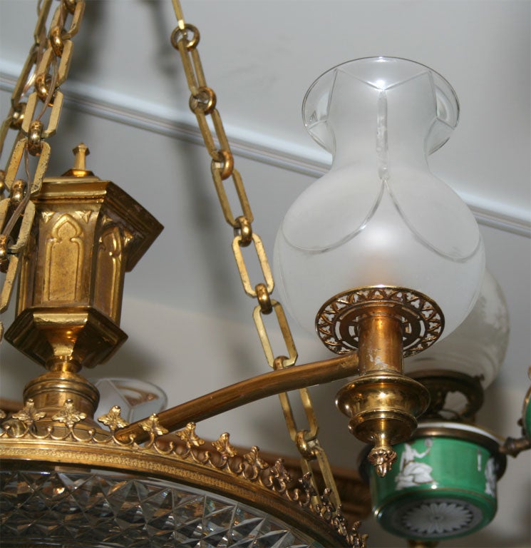 Three-light English Regency gilt bronze chandelier 1