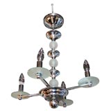 Machine Age Chandelier Chrome with Frosted Ball Details