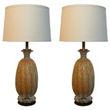 Pair of 1950's  Murano Glass Lamps Attributed to Avem