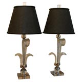 Pair of  1940's Crystal Plume Lamps