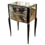 Pair of etched mirror end tables