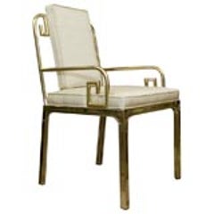 Upholstered brass Asian inspired dining chair 12