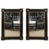 Pair of 19th Century Ebonized and Gilded Mirrors