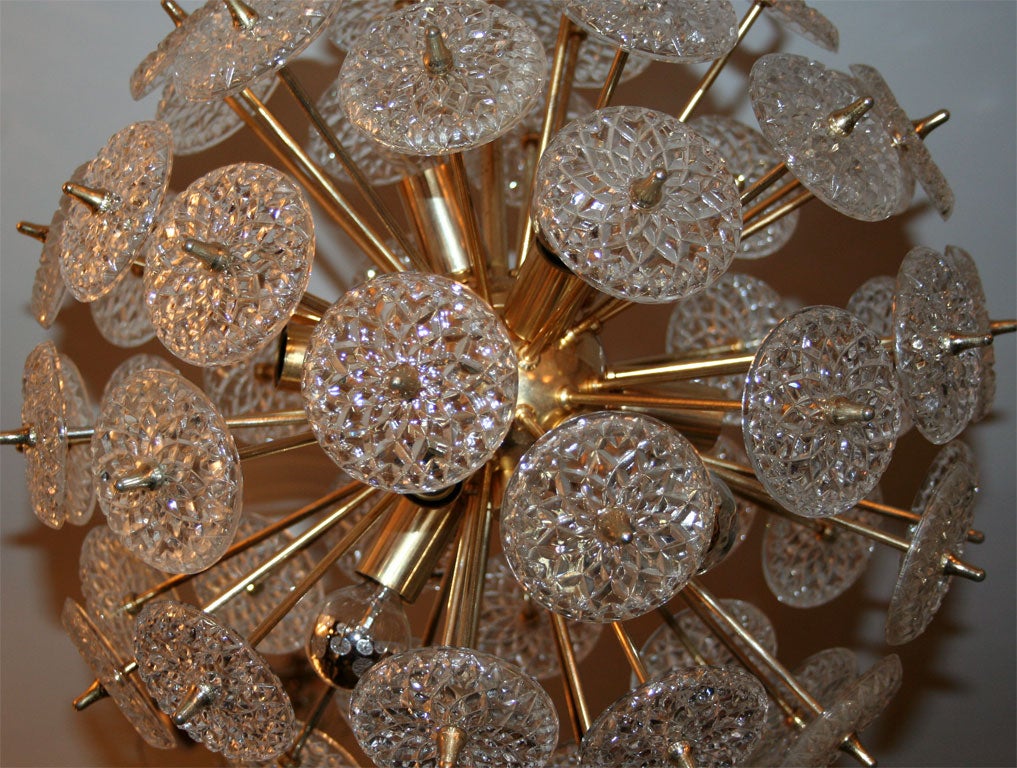 1960's Brass Belgium Snowflake Chandelier