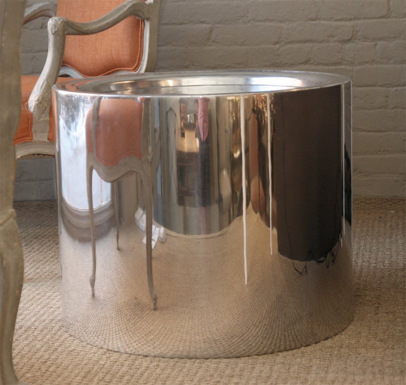 Polished chrome cylinder table