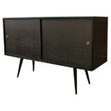 Used Paul McCobb Ebonized Grass Cloth Lacquer Credenza