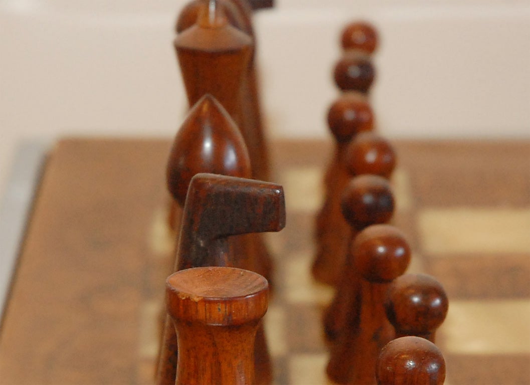 Mid-20th Century Chess side table with chess set by Herman Ohme