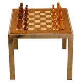 Chess side table with chess set by Herman Ohme