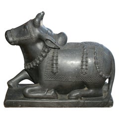 Indian Grey Stone Figure Of Nandi