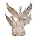 Cast Iron Garden Sculpture of Swans taking flight