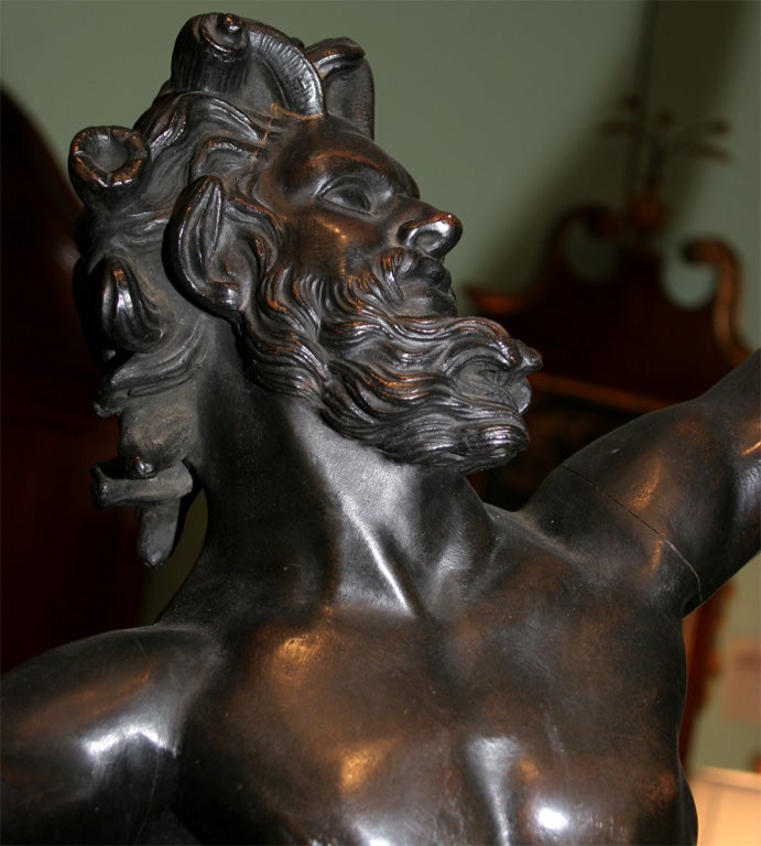 Italian Large Grand Tour Bronze Sculpture of a Dancing Faun For Sale