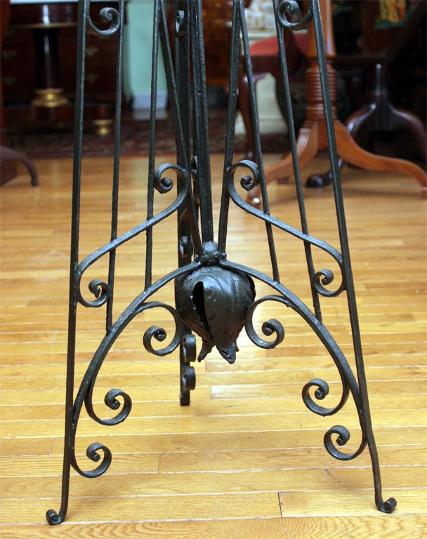 Argentine Pair of Art Nouveau wrought iron tall plant stands