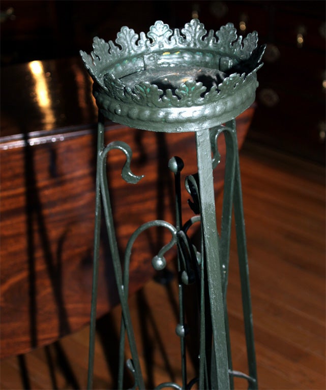 19th Century Pair of Art Nouveau wrought iron tall plant stands