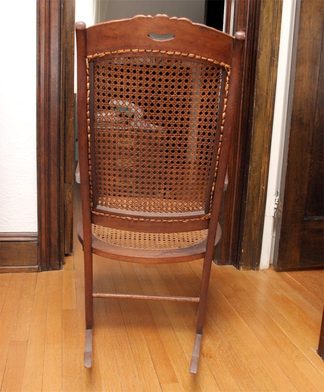 19th Century Late 19th century hand caned rocking chair For Sale