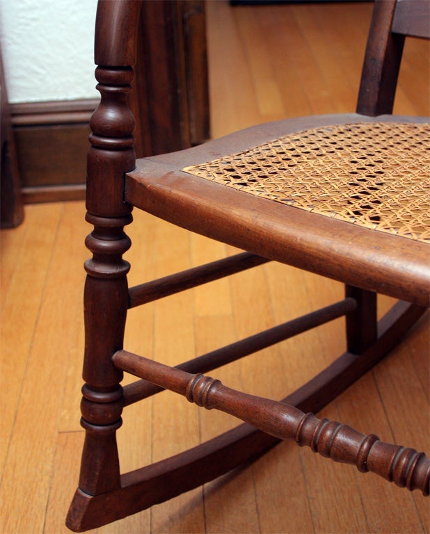 Late 19th century hand caned rocking chair For Sale 2