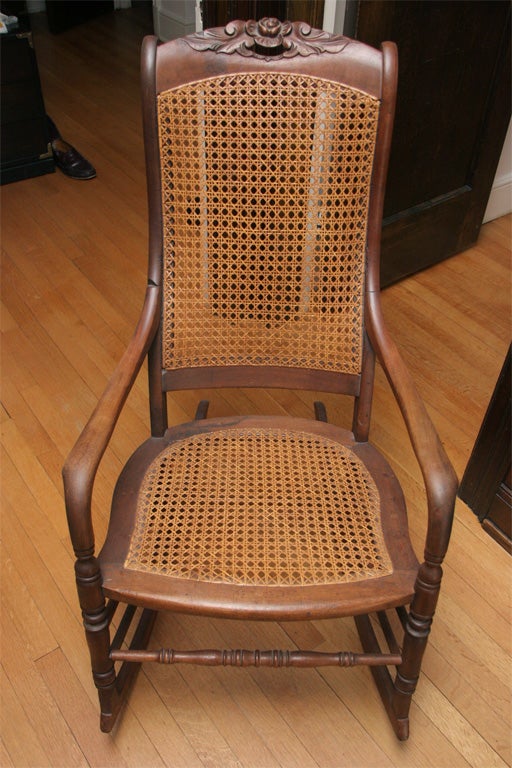 Late 19th century hand caned rocking chair For Sale 3