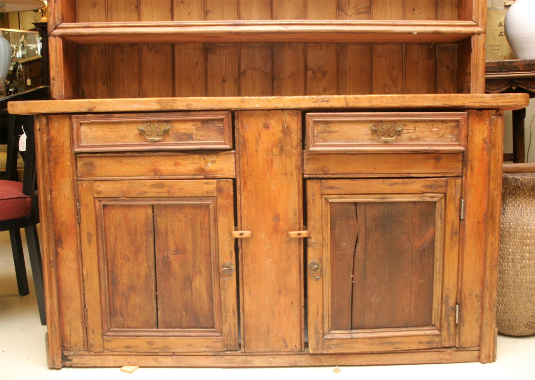 19th Century 19TH C.RUSTIC PINE COUNTRY HUTCH