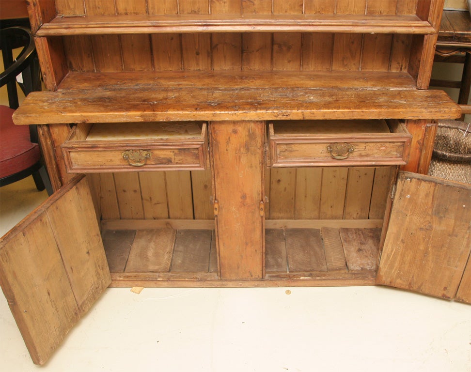 19TH C.RUSTIC PINE COUNTRY HUTCH 1