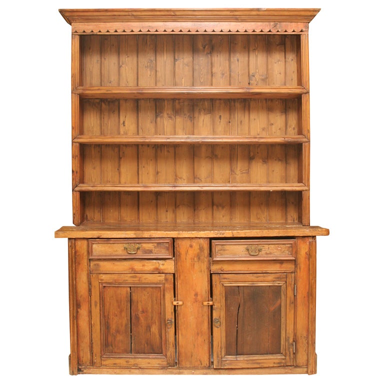 19TH C.RUSTIC PINE COUNTRY HUTCH