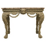 HAND CARVER MARBLE TOP CONSOLE