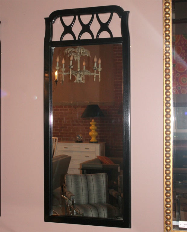 Pair Mid Century Ebonized Mirrors by Red Lion Furniture