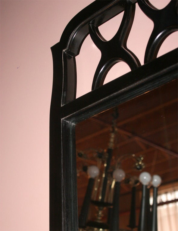 Wood Pair Mid Century Ebonized Mirrors